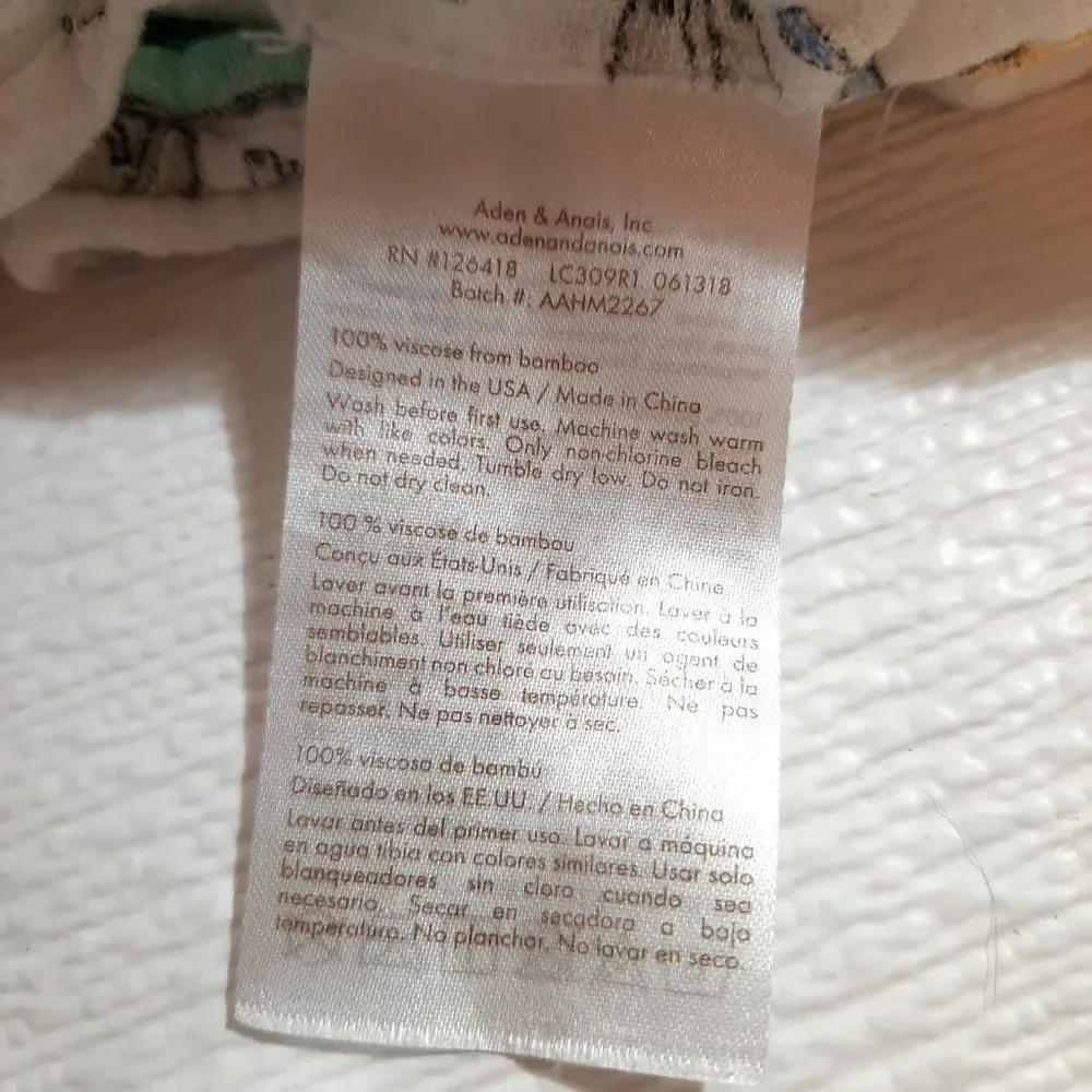 Aden + Anais Ellie Elephant Baby Blanket Bird swaddle Bamboo Blue Gray Yellow‎